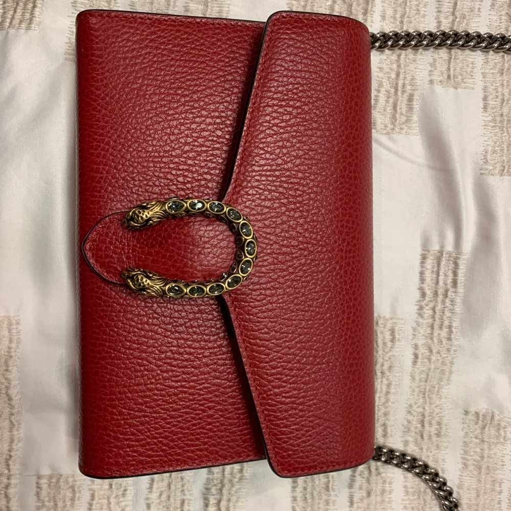 Gucci Dionysus Mini Leather Chain Bag/ red